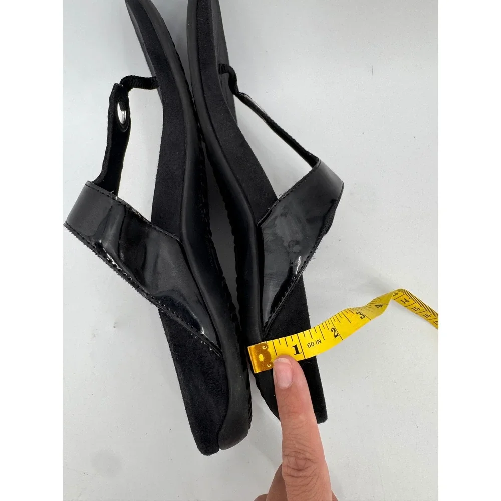 Vionic Lana Sandals Women Size 9 Black Patent Orthopedic Thong Flip Flops